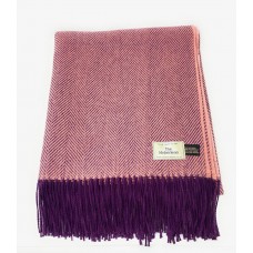 100% Wool Blanket/Throw/Rug Pink & Purple Herringbone